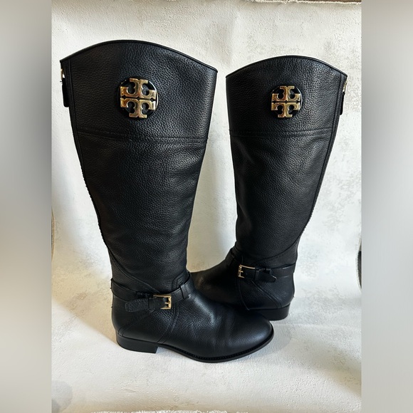 Tory Burch Black Leather Riding Boot - Picture 3 of 15